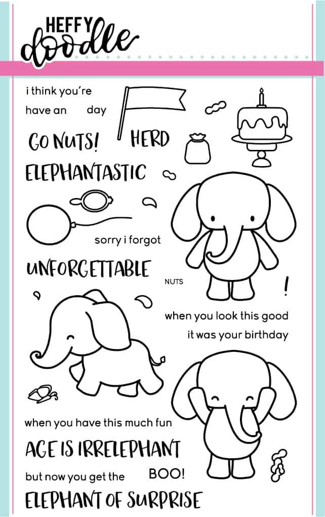 Heffy Doodle ELEPHANT OF SURPRISE Stamps HFD0001
