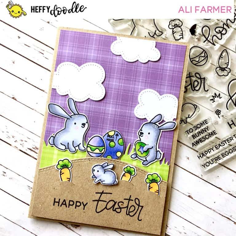 Easter Bunnies Card with Interactive Tab – Heffy Doodle