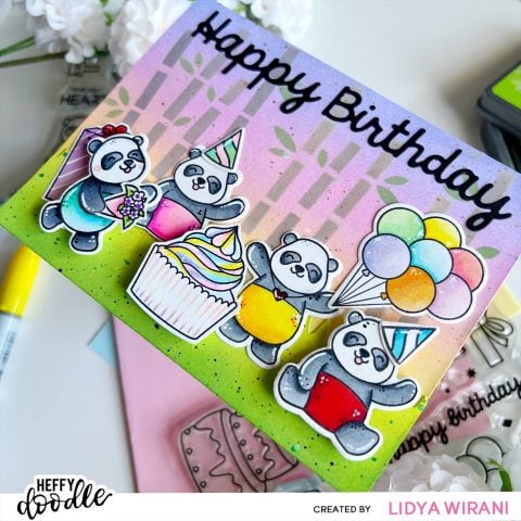Cute Pandas Birthday Card – Heffy Doodle